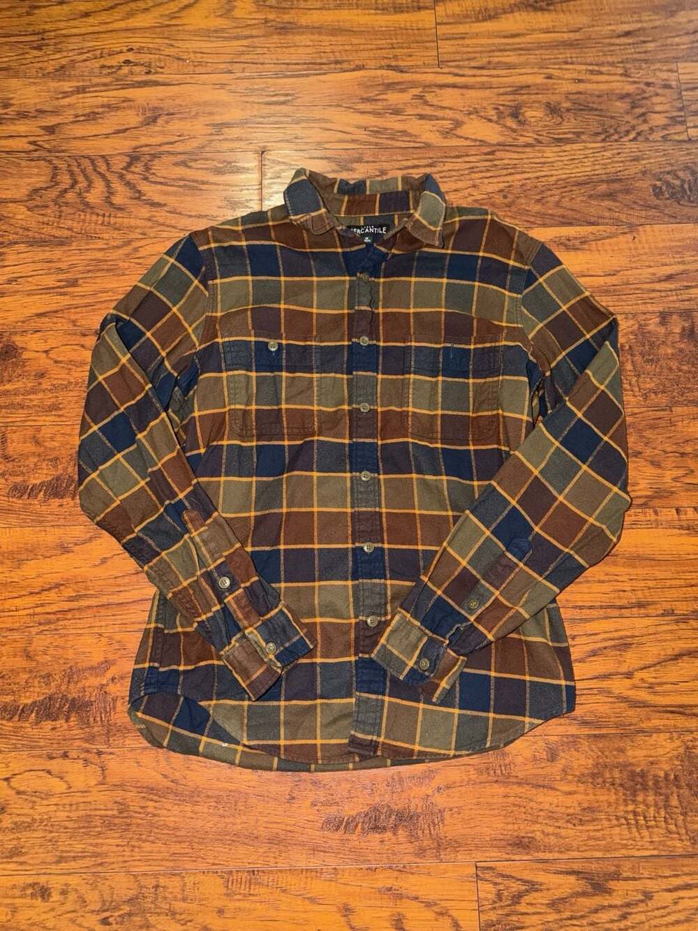 J.Crew Mercantile Flannel Shirt Size M Plaid Earth Tone Long Sleeve